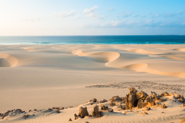 Sand dunes in Chaves beach Praia de Chaves in Boavista Cape Ve